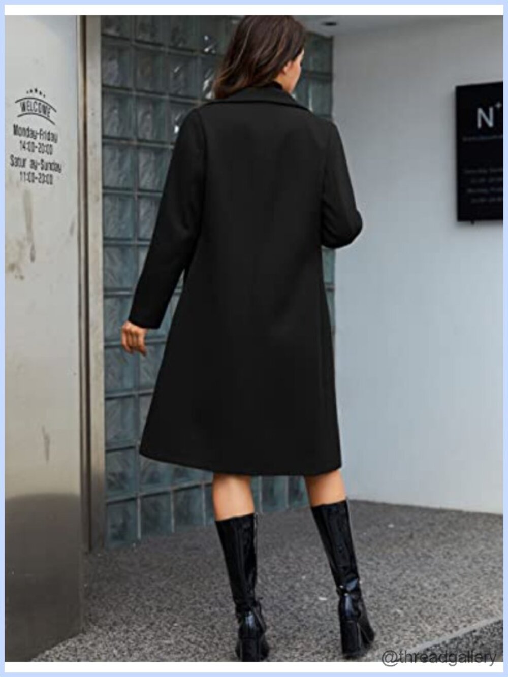 Wool Blend Pea Coat Long Sleeve Knee Length Notched Lapel Women - Picture 3 of 6